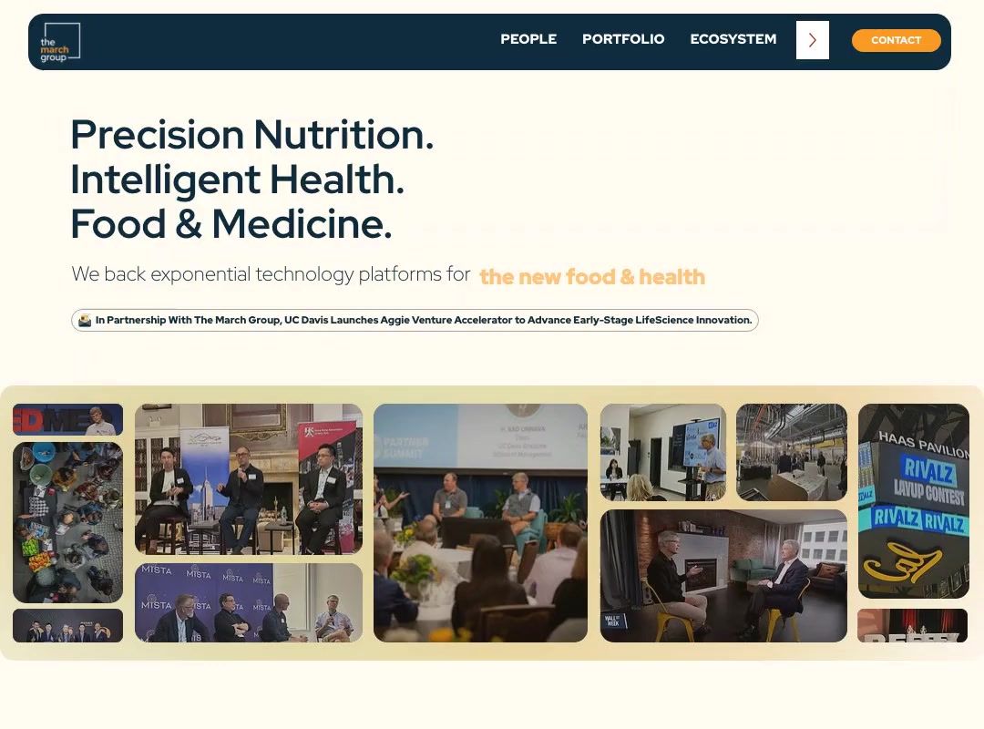 The March Group’s live homepage with its animated photo collage