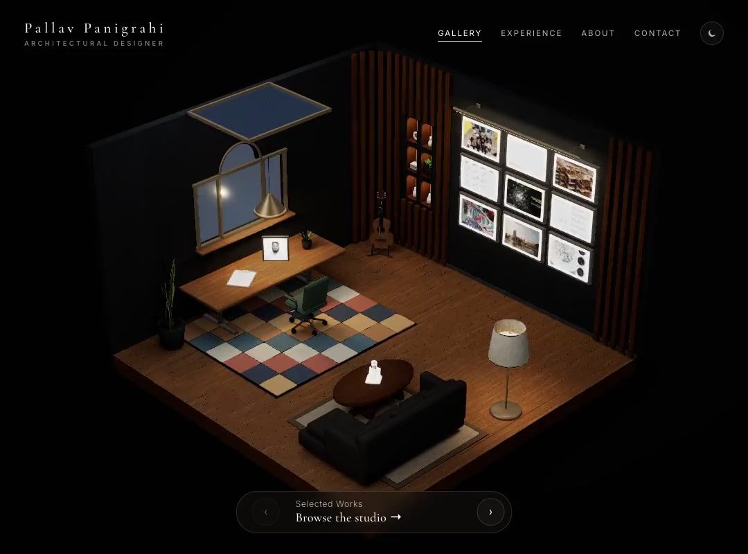 A walkthrough of Pallav Panigrahi’s 3D studio, Pixel Garden project, and day and night lighting